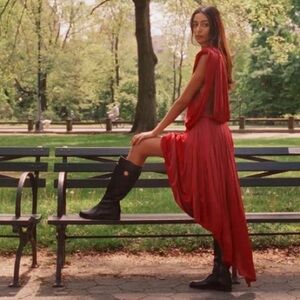 Tory Burch Wesley Black Pebbled Tumbled Leather Lace-Up Riding Boots